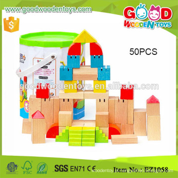 EZ1058 58pcs Hardwood Painted Kids Building Blocks